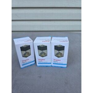 Staples Large Paper Clip Dispenser 300 Clip Capacity Clr/Blk 4.5x2.25x2.25 Lot 3